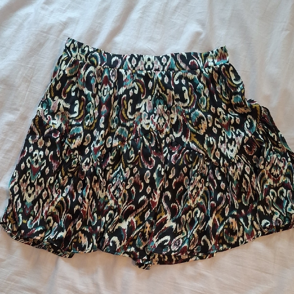 Amelia Tiered Mini Skirt - Black Multi Ikat Print
